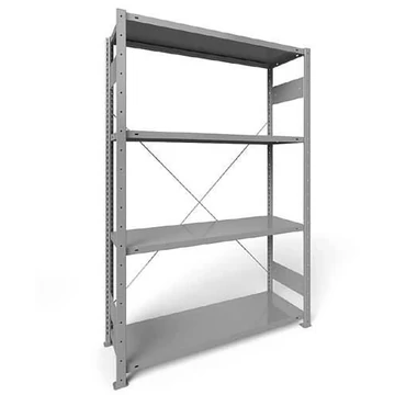 Dugaszolható állvány CLIP, mag.: 2000 mm, 4 polc 1300 x 400 mm, teherbírás 230 kg, világosszürke RAL7035, alapelem