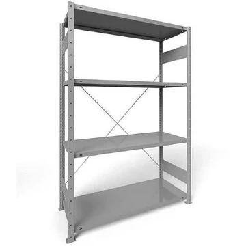 Dugaszolható állvány CLIP, mag.: 2000 mm, 4 polc 1300 x 500 mm, teherbírás 230 kg, világosszürke RAL7035, alapelem