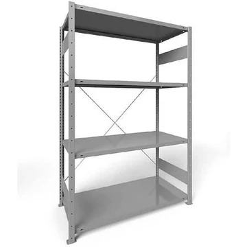 Dugaszolható állvány CLIP, mag.: 2000 mm, 4 polc 1300 x 600 mm, teherbírás 230 kg, világosszürke RAL7035, alapelem