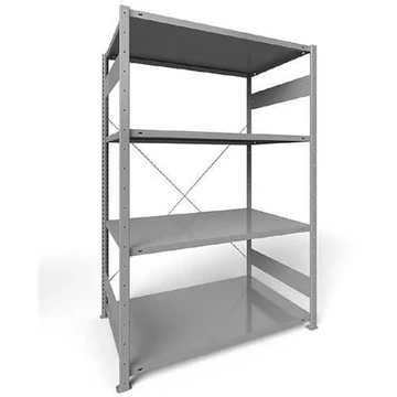 Dugaszolható állvány CLIP, mag.: 2000 mm, 4 polc 1300 x 800 mm, teherbírás 230 kg, világosszürke RAL7035, alapelem