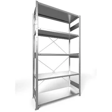 Dugaszolható állvány CLIP, mag.: 2500 mm, 5 polc 1300 x 500 mm, teherbírása 230 kg, horganyzott, alapelem