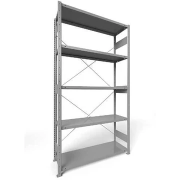 Dugaszolható állvány CLIP, mag.: 2500 mm, 5 polc 1300 x 400 mm, teherbírás 230 kg, világosszürke RAL7035, alapelem