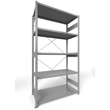 Dugaszolható állvány CLIP, mag.: 2500 mm, 5 polc 1300 x 600 mm, teherbírás 230 kg, világosszürke RAL7035, alapelem