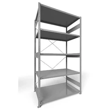 Dugaszolható állvány CLIP, mag.: 2500 mm, 5 polc 1300 x 800 mm, teherbírás 230 kg, világosszürke RAL7035, alapelem