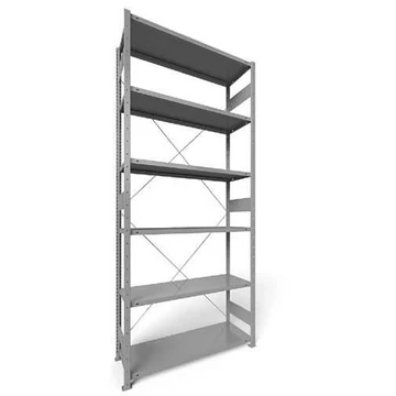 Dugaszolható állvány CLIP, mag.: 3000 mm, 6 polc 1300 x 400 mm, teherbírás 230 kg, világosszürke RAL7035, alapelem