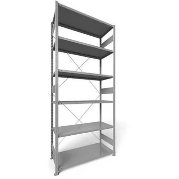 Dugaszolható állvány CLIP, mag.: 3000 mm, 6 polc 1300 x 500 mm, teherbírás 230 kg, világosszürke RAL7035, alapelem