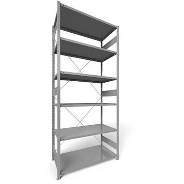 Dugaszolható állvány CLIP, mag.: 3000 mm, 6 polc 1300 x 600 mm, teherbírás 230 kg, világosszürke RAL7035, alapelem