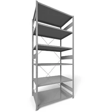 Dugaszolható állvány CLIP, mag.: 3000 mm, 6 polc 1300 x 800 mm, teherbírás 230 kg, világosszürke RAL7035, alapelem