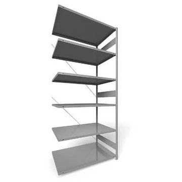 Dugaszolható állvány CLIP, mag.: 3000 mm, 6 polc 1300 x 800 mm, teherbírás 230 kg, világosszürke RAL7035, toldalék állvány