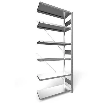 Dugaszolható állvány, mag.: 2500 mm, 6 polc 1000 x 400 mm, teherbírása 330 kg, horganyzott, toldalék állvány