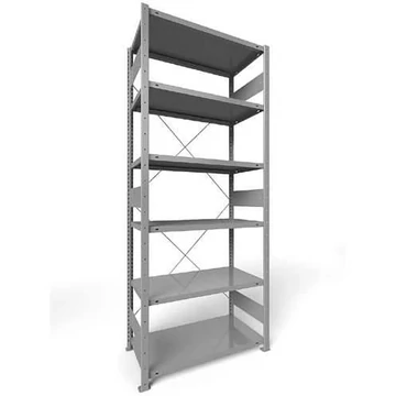 Dugaszolható állvány CLIP, mag.: 2500 mm, 6 polc 1000 x 500 mm, teherbírása 330 kg, világosszürke RAL7035, alapelem