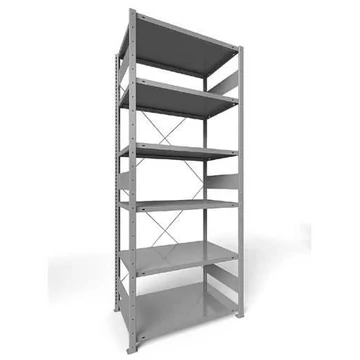 Dugaszolható állvány CLIP, mag.: 2500 mm, 6 polc 1000 x 600 mm, teherbírás 330 kg, világosszürke RAL7035, alapelem