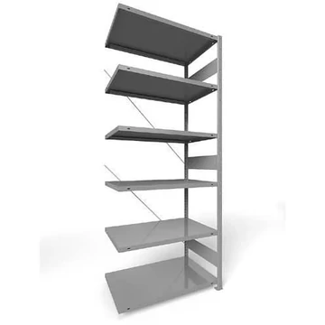 Dugaszolható állvány CLIP, mag.: 2500 mm, 6 polc 1000 x 600 mm, teherbírás 330 kg, világosszürke RAL7035, toldalék állvány