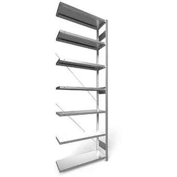 Dugaszolható állvány CLIP, mag.: 3000 mm, 7 polc 1000 x 300 mm, teherbírás 100 kg, horganyzott, toldalék állvány