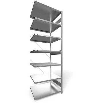 Dugaszolható állvány CLIP, mag.: 3000 mm, 7 polc 1000 x 800 mm, teherbírása 230 kg, horganyzott, toldalék állvány