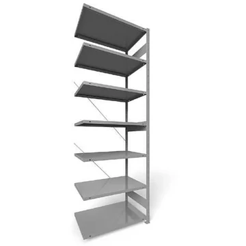 Dugaszolható állvány, mag.: 3000 mm, 7 polc 1000 x 600 mm, teherbírása 230 kg, világosszürke RAL7035, toldalék állvány