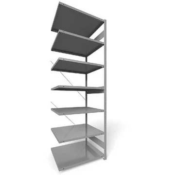 Dugaszolható állvány CLIP, mag.: 3000 mm, 7 polc 1000 x 800 mm, teherbírása 230 kg, világosszürke RAL7035, toldalék állvány