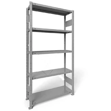 CLIP rögzíthető polc hosszanti csavarokkal, mag.: 2000 mm, 5 polc 1000 x 300 mm, terhelés 100 kg, világosszürke RAL7035, alapelem