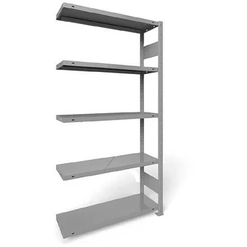 CLIP rögzíthető polc hosszanti csavarokkal, mag.: 2000 mm, 5 polc 1000 x 400 mm, teherbírás 100 kg, világosszürke RAL7035, kiegészítő elem