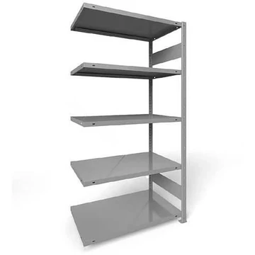 CLIP rögzíthető polc hosszanti csavarokkal, mag.: 2000 mm, 5 polc 1000 x 500 mm, teherbírás 230 kg, világosszürke RAL7035, toldalék állvány