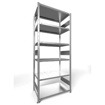 CLIP rögzíthető polc hosszanti csavarokkal, mag.: 2500 mm, 6 polc 1000 x 600 mm, teherbírása 100 kg, horganyzott, alapelem