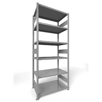 CLIP rögzíthető polc hosszanti csavarokkal, mag.: 2500 mm, 6 polc 1000 x 600 mm, teherbírása 230 kg, világosszürke RAL7035, alapelem