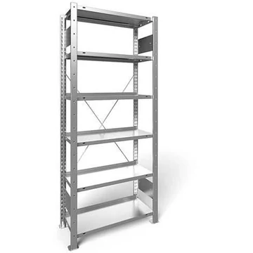 Dugaszolható irattartó állvány COMPACT, egyoldalas, 6 polc, ma x szé: 1850 x 750 mm, horganyzott, alapállvány