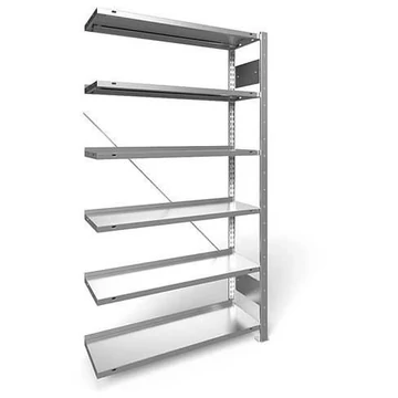 Dugaszolható irattartó állvány COMPACT, egyoldalas, 6 polc, ma x szé: 1850 x 1000 mm, horganyzott, toldalék állvány