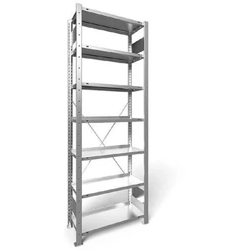 Dugaszolható irattartó állvány COMPACT, egyoldalas, 7 polc, ma x szé: 2200 x 750 mm, horganyzott, alapállvány