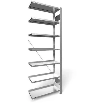 Dugaszolható irattartó állvány COMPACT, egyoldalas, 7 polc, ma x szé: 2200 x 750 mm, horganyzott, toldalék állvány