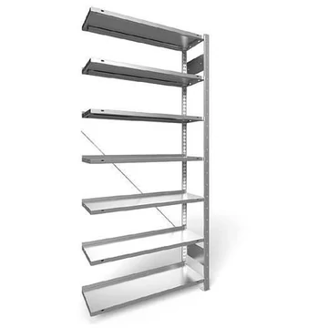Dugaszolható irattartó állvány COMPACT, egyoldalas, 7 polc, ma x szé: 2200 x 1000 mm, horganyzott, toldalék állvány