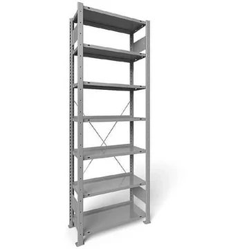 Dugaszolható irattartó állvány COMPACT, egyoldalas, 7 polc, ma x szé: 2200 x 750 mm, világosszürke, alapállvány