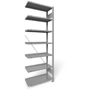 Dugaszolható irattartó állvány COMPACT, egyoldalas, 7 polc, ma x szé: 2200 x 750 mm, világosszürke, toldalék állvány