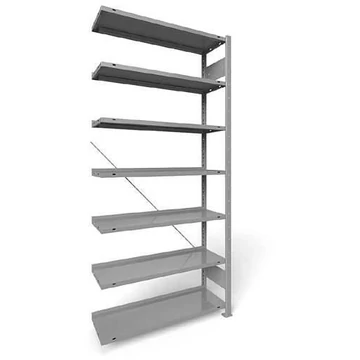 Dugaszolható irattartó állvány COMPACT, egyoldalas, 7 polc, ma x szé: 2200 x 1000 mm, világosszürke, toldalék állvány