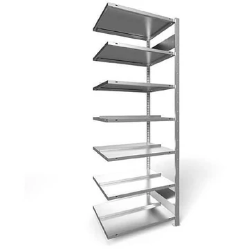 Dugaszolható irattartó állvány COMPACT, kétoldalas, 7 polc, ma x szé: 2200 x 750 mm, horganyzott, toldalék állvány