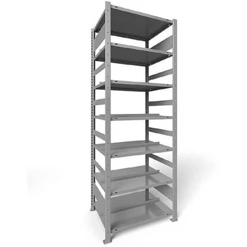 COMPACT dugaszolható irattartó állvány, kétoldalas, 7 polc, ma x szé: 2200 x 750 mm, világosszürke, alapállvány