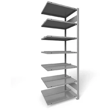 COMPACT dugaszolható irattartó állvány, kétoldalas, 7 polc, ma x szé: 2200 x 750 mm, világosszürke, toldalék állvány