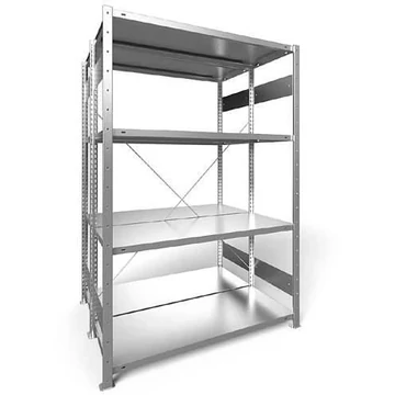 Dugaszolható állvány, kétoldalas, mag.: 2000 mm, 2 x 4 polc 1300 x 500 mm, teherbírása 230 kg, horganyzott, alapelem