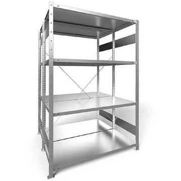 Dugaszolható állvány, kétoldalas, mag.: 2000 mm, 2 x 4 polc 1300 x 600 mm, teherbírása 230 kg, horganyzott, alapelem