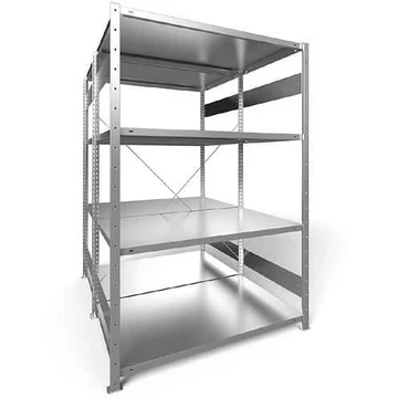 Dugaszolható állvány, kétoldalas, mag.: 2000 mm, 2 x 4 polc 1300 x 800 mm, teherbírása 230 kg, horganyzott, alapelem