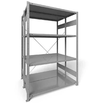 Dugaszolható állvány CLIP, kétoldalas, mag.: 2000 mm, 2 x 4 polc 1300 x 500 mm, teherbírás 230 kg, világosszürke RAL7035, alapelem