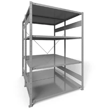 Dugaszolható állvány CLIP, kétoldalas, mag.: 2000 mm, 2 x 4 polc 1300 x 800 mm, teherbírás 230 kg, világosszürke RAL7035, alapelem