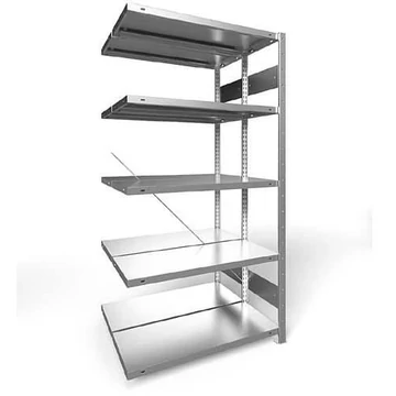 Dugaszolható állvány CLIP, kétoldalas, mag.: 2000 mm, 2 x 5 polc 1000 x 400 mm, teherbírása 230 kg, horganyzott, toldalék állvány