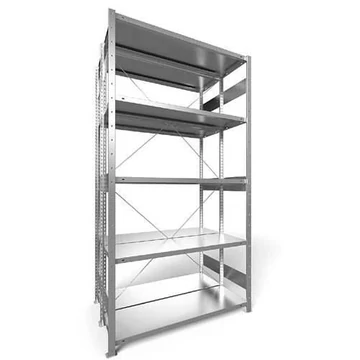 Dugaszolható állvány, kétoldalas, mag.: 2500 mm, 2 x 5 polc 1300 x 400 mm, teherbírása 230 kg, horganyzott, alapelem