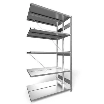 Dugaszolható állvány, kétoldalas, mag.: 2500 mm, 2 x 5 polc 1300 x 400 mm, teherbírása 230 kg, horganyzott, toldalék állvány