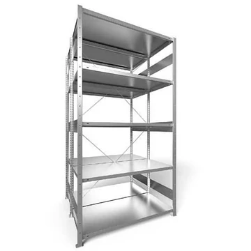 CLIP befogható polc, kétoldalas, mag.: 2500 mm, 2 x 5 polc 1300 x 600 mm, teherbírása 230 kg, horganyzott, alapelem