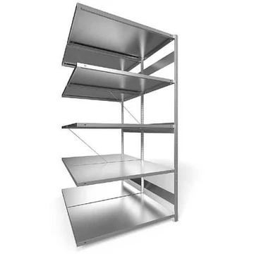 CLIP befogható polc, kétoldalas, mag.: 2500 mm, 2 x 5 polc 1300 x 800 mm, teherbírása 230 kg, horganyzott, toldalék állvány