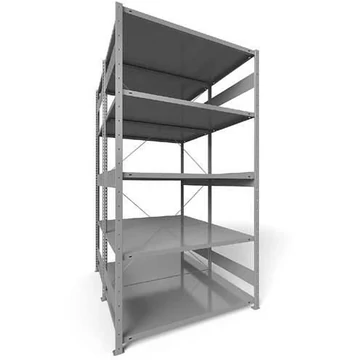 Dugaszolható állvány CLIP, kétoldalas, mag.: 2500 mm, 2 x 5 polc 1300 x 800 mm, teherbírás 230 kg, világosszürke RAL7035, alapelem