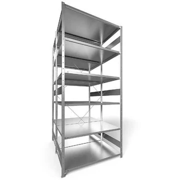 CLIP befogható polc, kétoldalas, mag.: 3000 mm, 2 x 6 polc 1300 x 800 mm, teherbírása 230 kg, horganyzott, alapelem