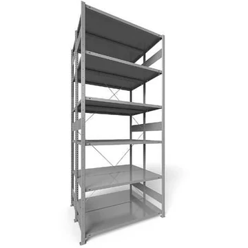 Dugaszolható állvány CLIP, kétoldalas, mag.: 3000 mm, 2 x 6 polc 1300 x 500 mm, teherbírás 230 kg, világosszürke RAL7035, alapelem